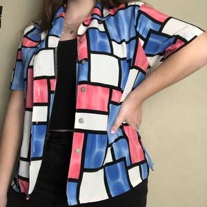 Color Blocked Button Up